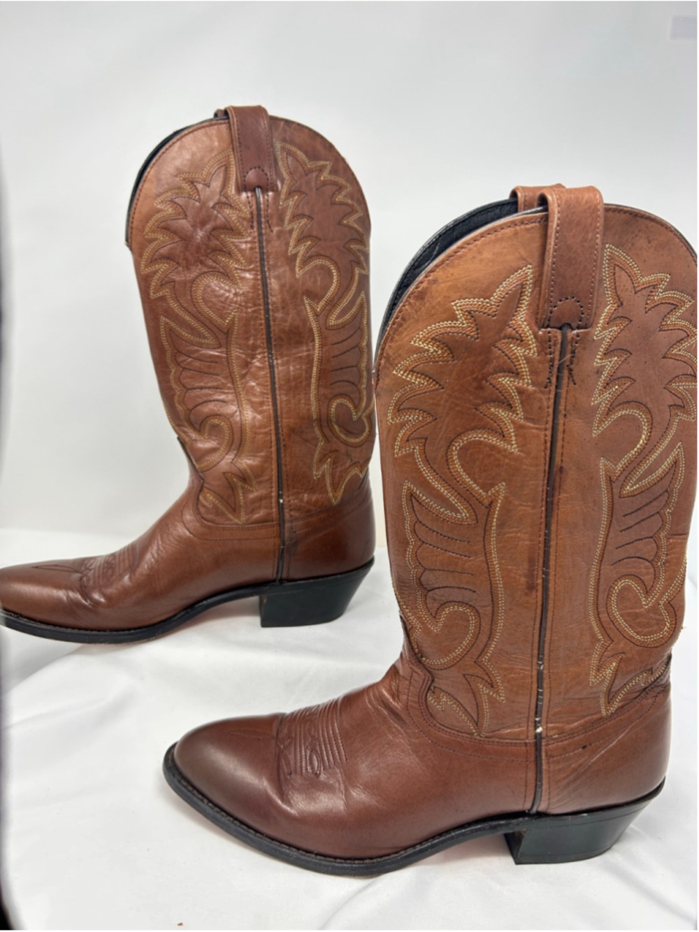 Laredo Vintage Western Cowboy Boots Brown Leather Embroidered Men’s 10D